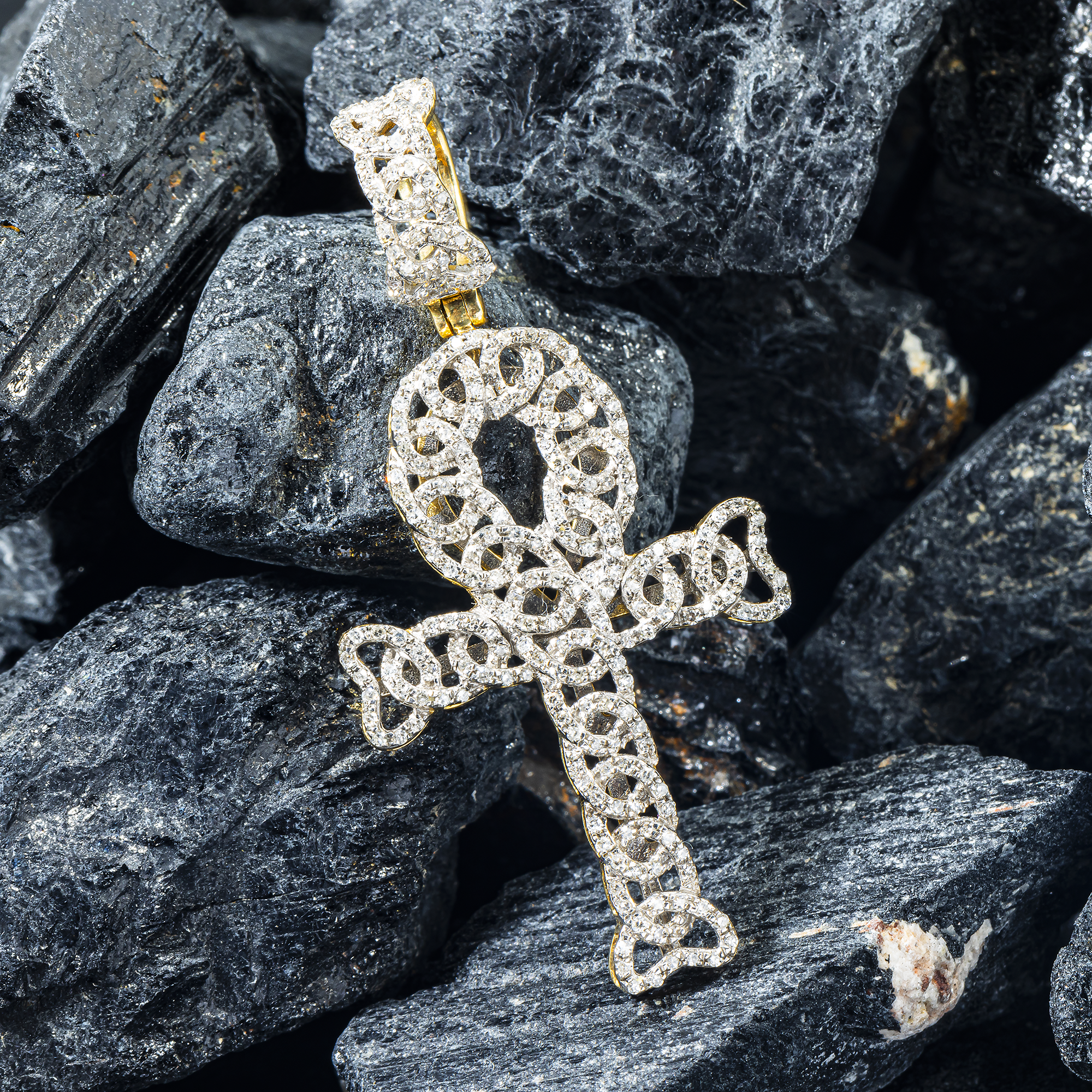 10K GOLD DIAMOND ANKH PENDANT 0.85 CT