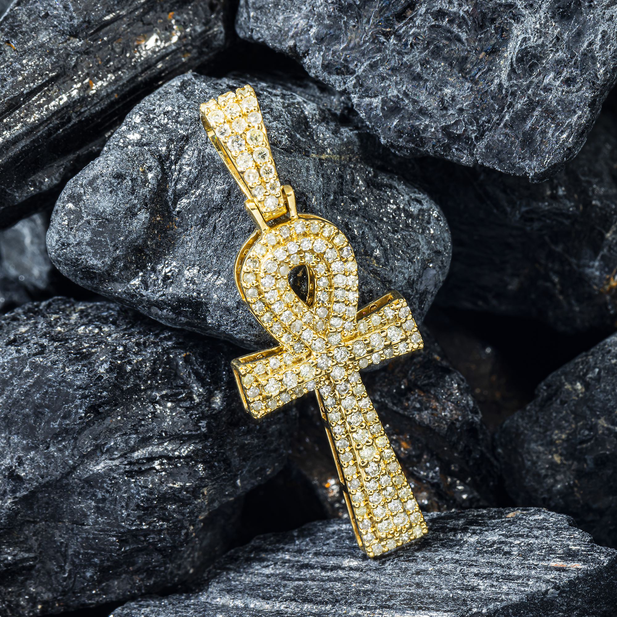 10K GOLD DIAMOND ANKH PENDANT 1.03 CT