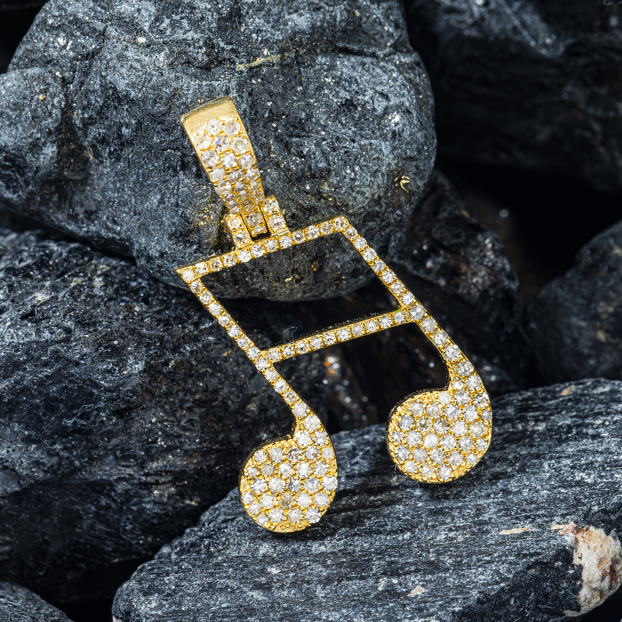 10K GOLD DIAMOND MUSIC NOTE PENDANT 0.56 CT