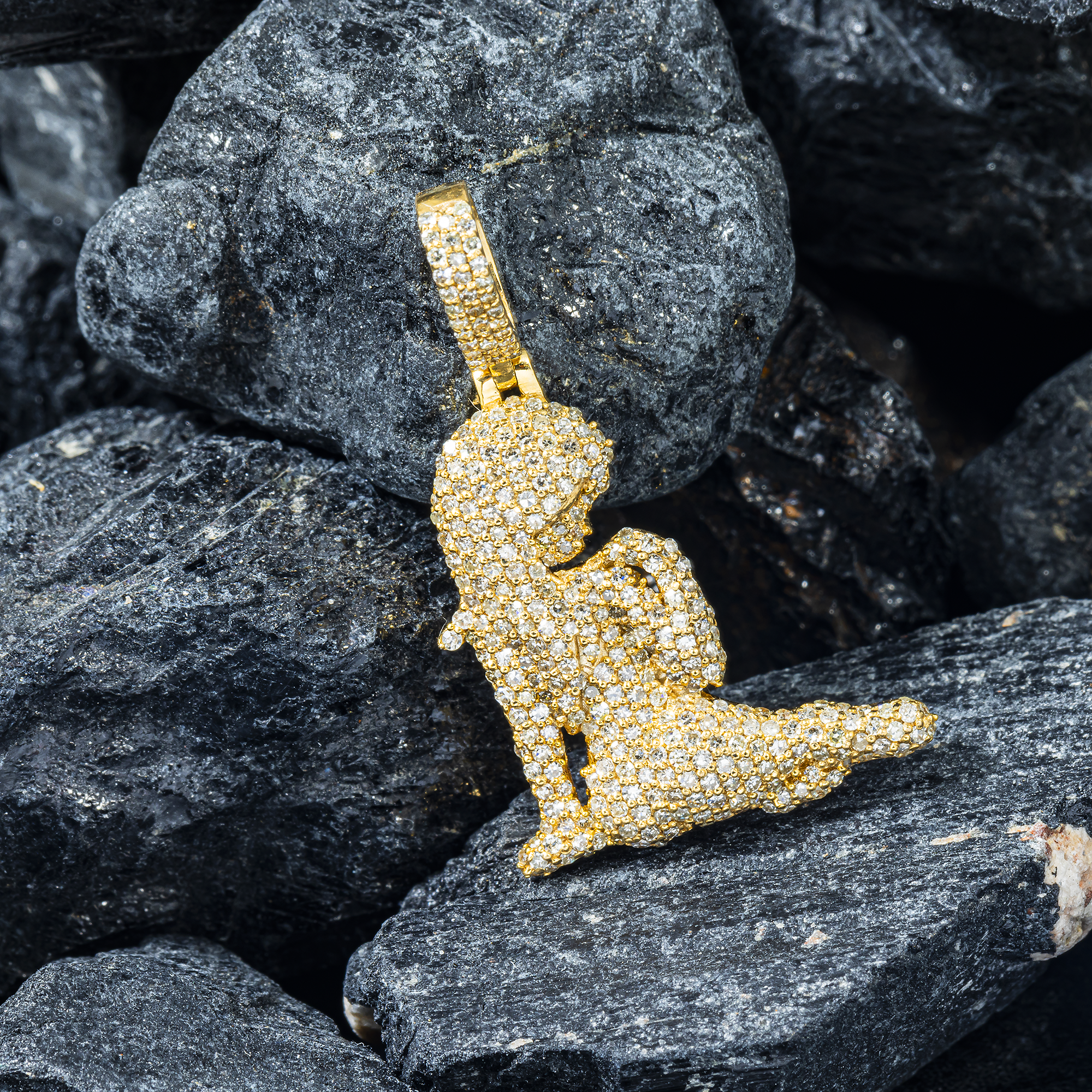 10K GOLD DIAMOND VIRGO ZODIAC SIGN PENDANT 0.88 CT