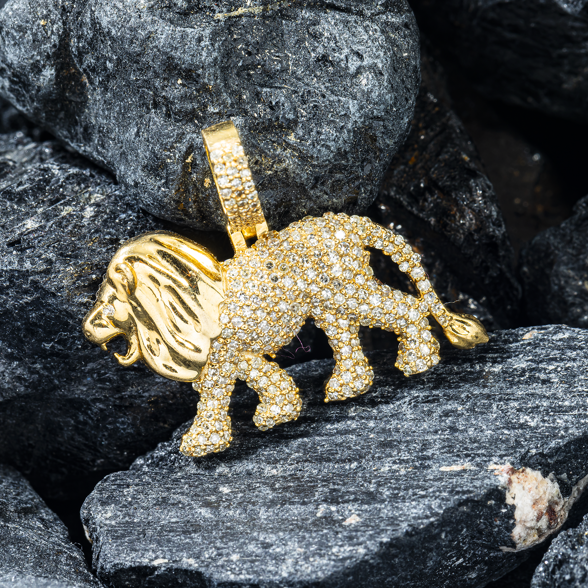 10K GOLD DIAMOND LEO ZODIAC SIGN LION PENDANT 0.80 CT