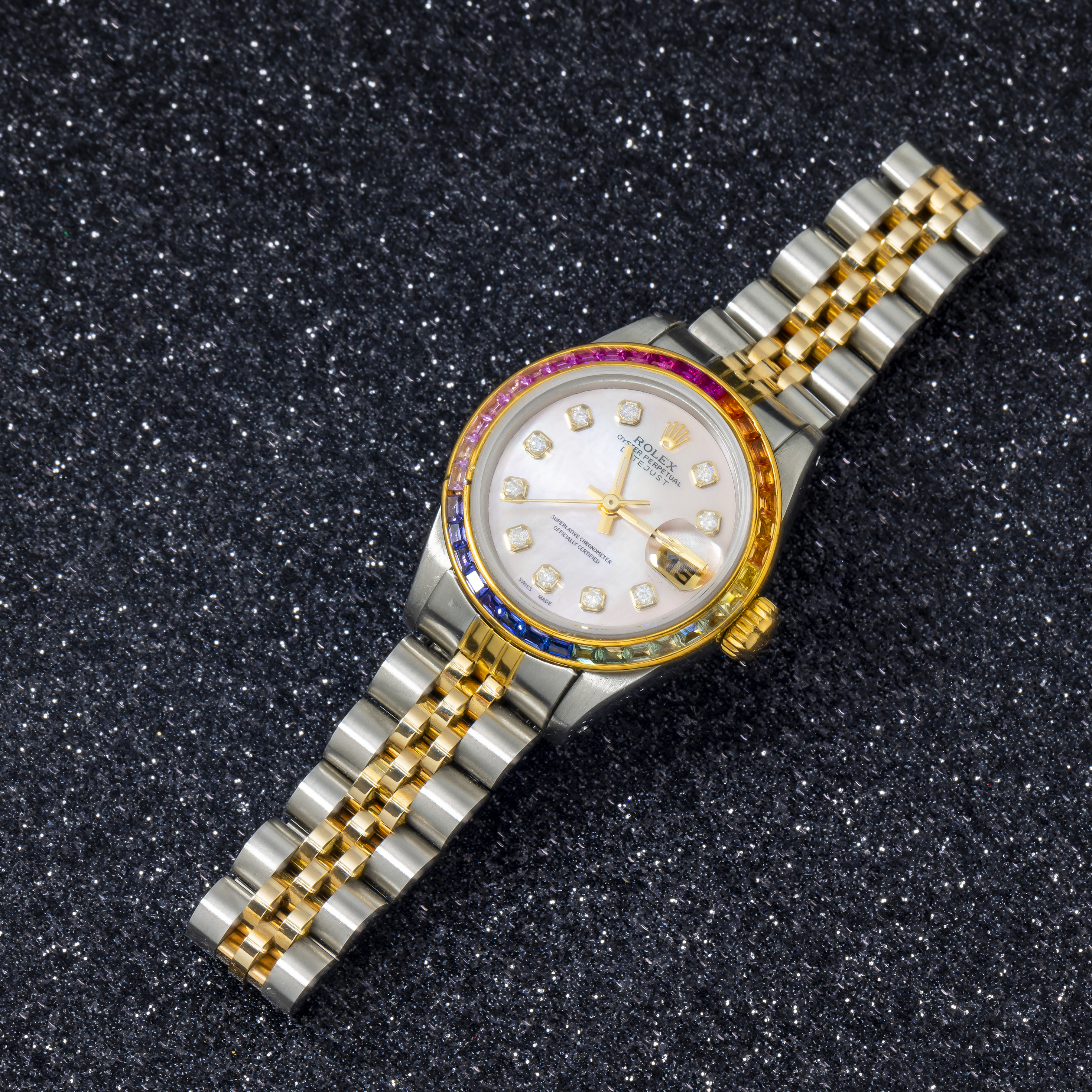 Rolex Datejust 69173 26MM Pink Diamond Dial & Rainbow Bezel With 0.20 CTW Diamonds