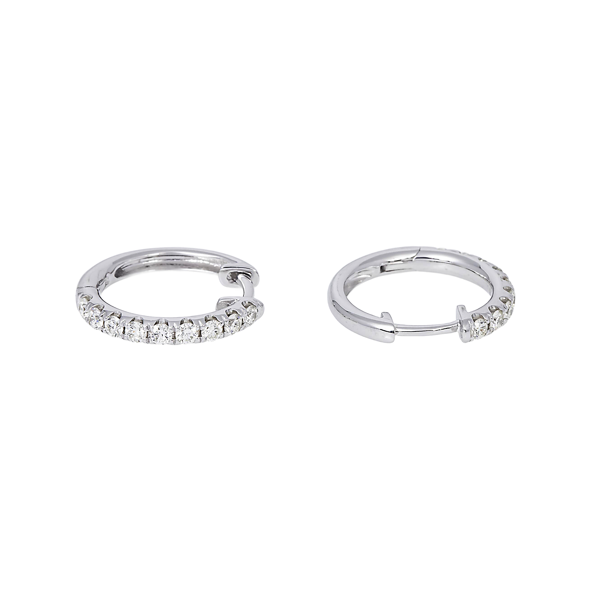 14K GOLD ROUND DIAMOND SMALL HOOP EARRINGS 0.47 CTW