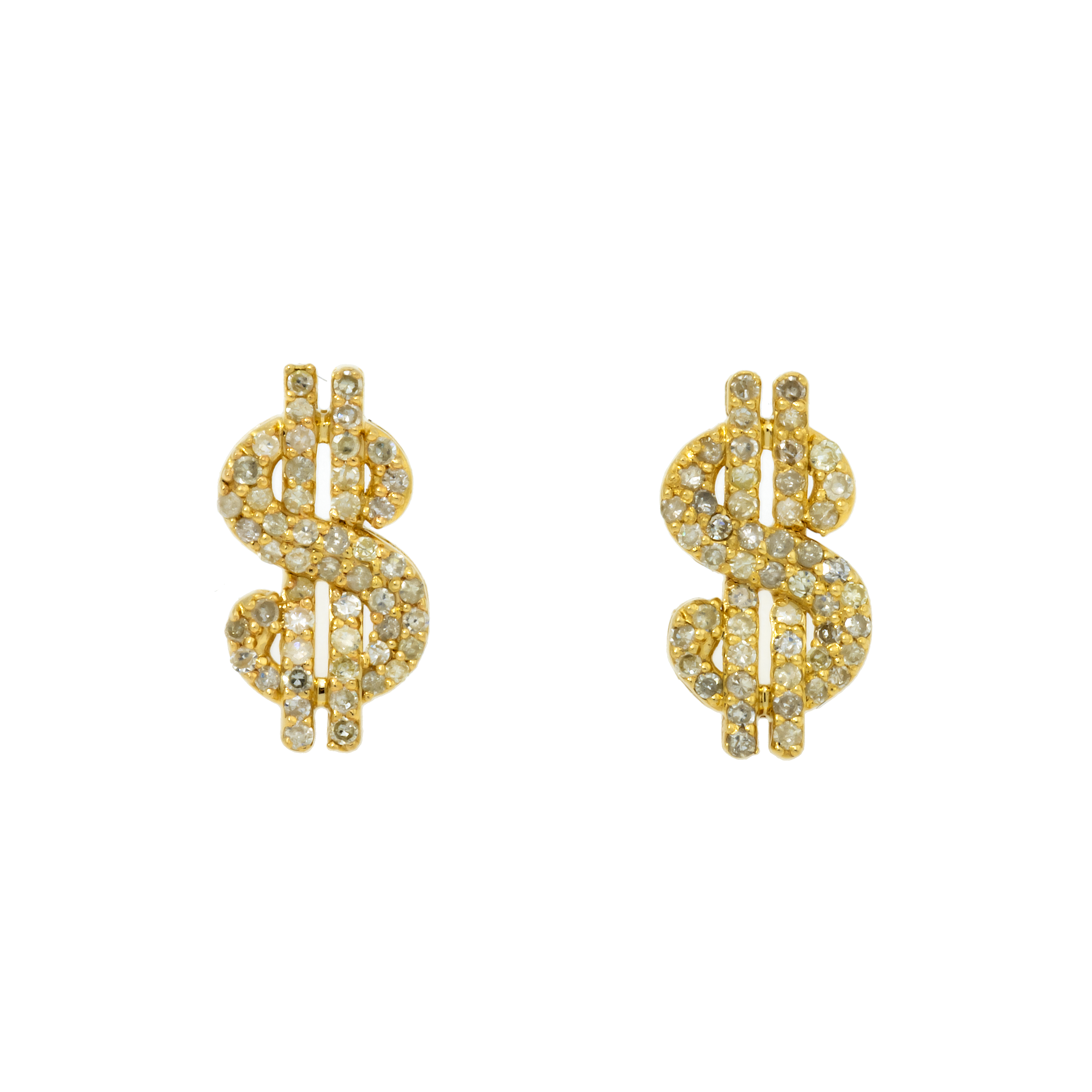 14K GOLD DIAMOND DOLLAR SIGN EARRINGS 0.72 CTW