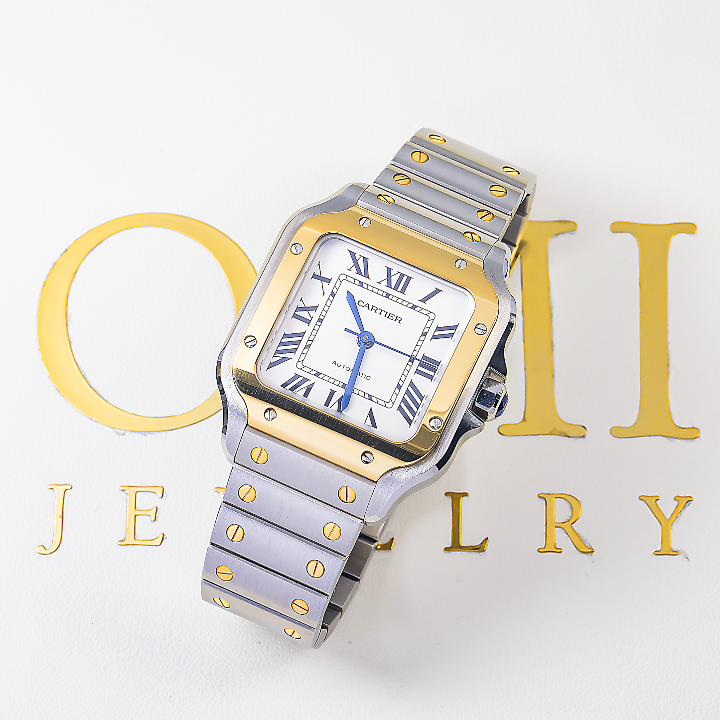CARTIER SANTOS W2SA0007 35.1MM SILVERED OPALINE DIAL WITH TWO TONE BRACELET