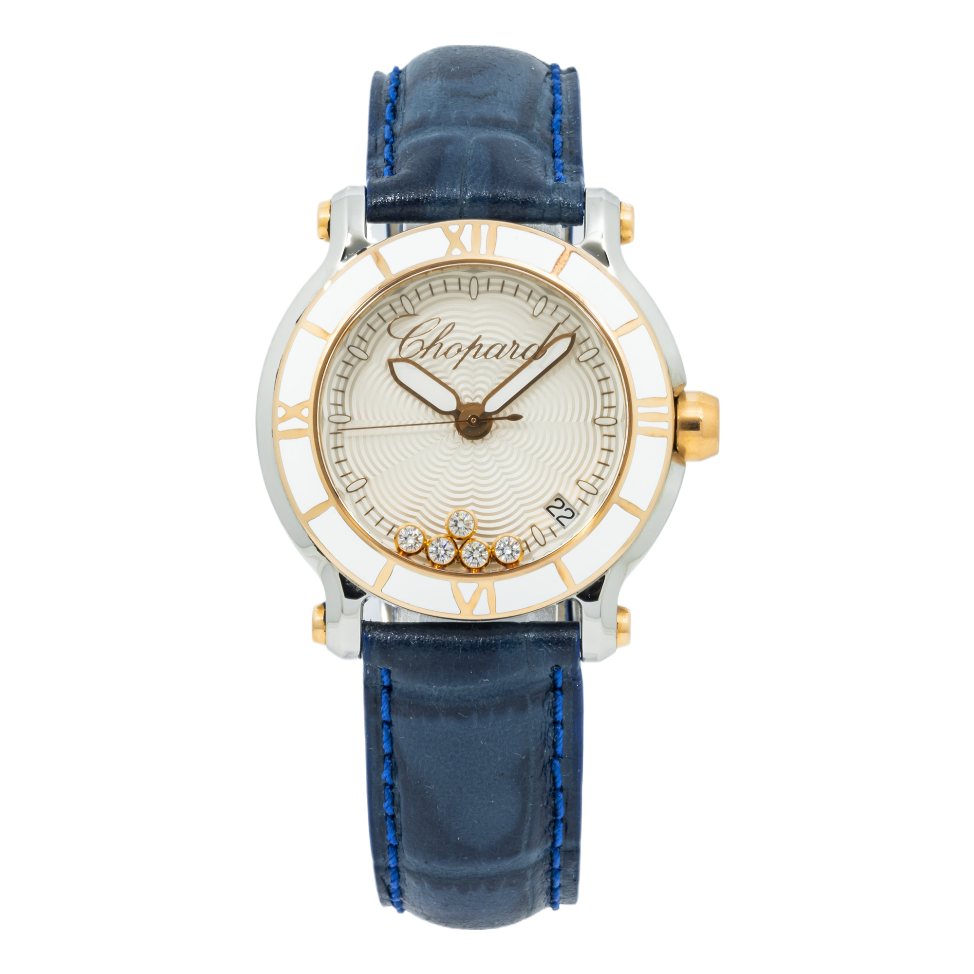CHOPARD HAPPY SPORT 8475 36MM SILVER DIAL AND ROSE GOLD BEZEL