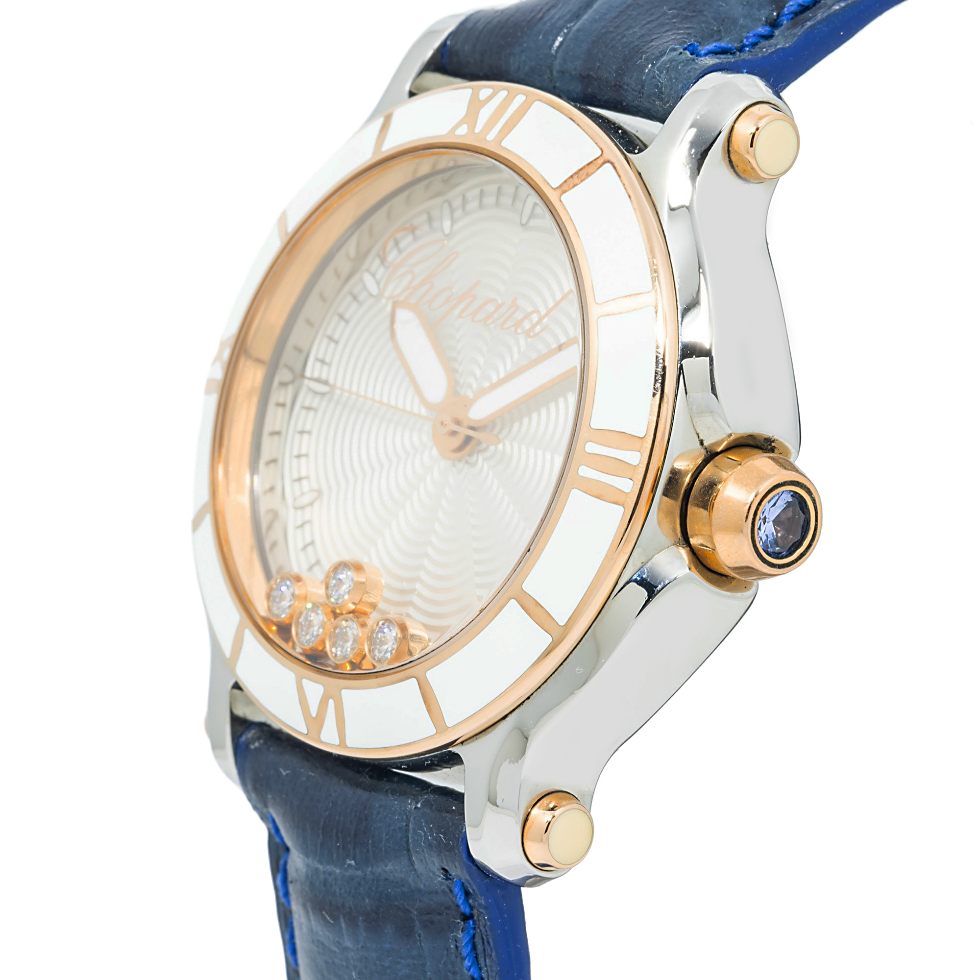 CHOPARD HAPPY SPORT 8475 36MM SILVER DIAL AND ROSE GOLD BEZEL