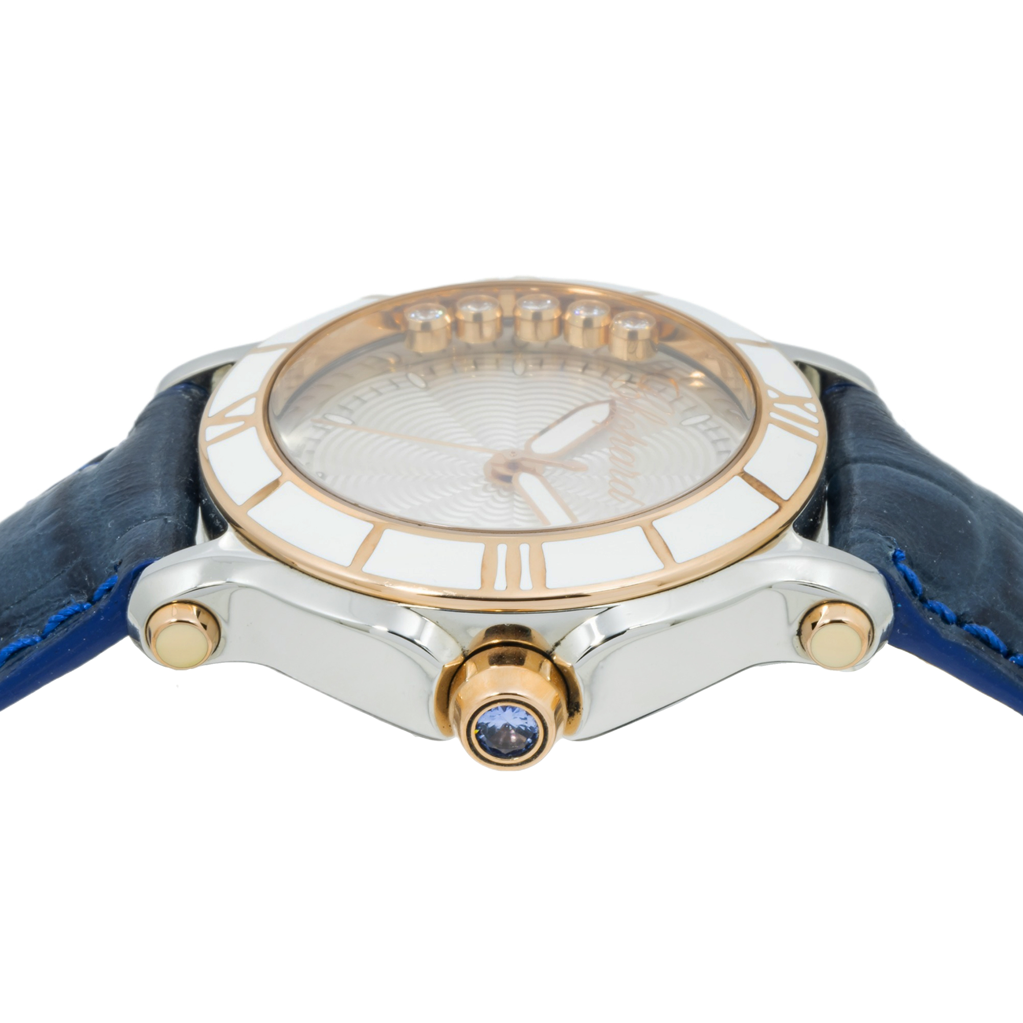 CHOPARD HAPPY SPORT 8475 36MM SILVER DIAL AND ROSE GOLD BEZEL