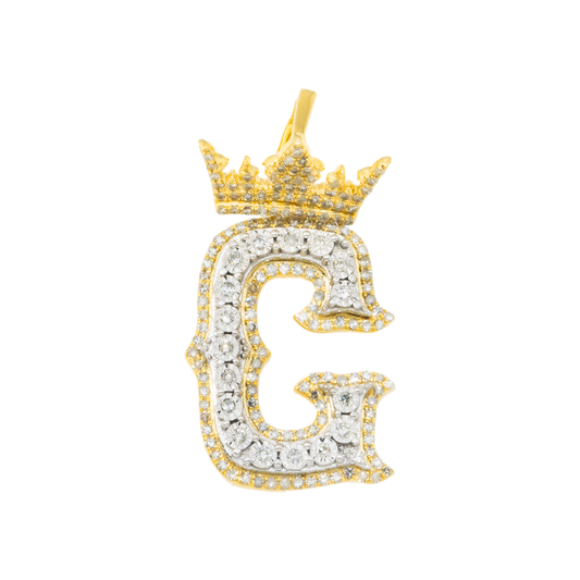 10K GOLD DIAMOND INITIAL LETTER C PENDANT 0.60 CT