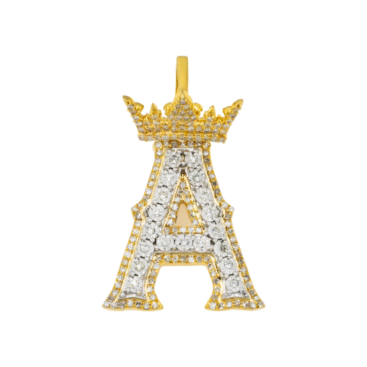 10K GOLD DIAMOND INITIAL LETTER A PENDANT 0.57 CT