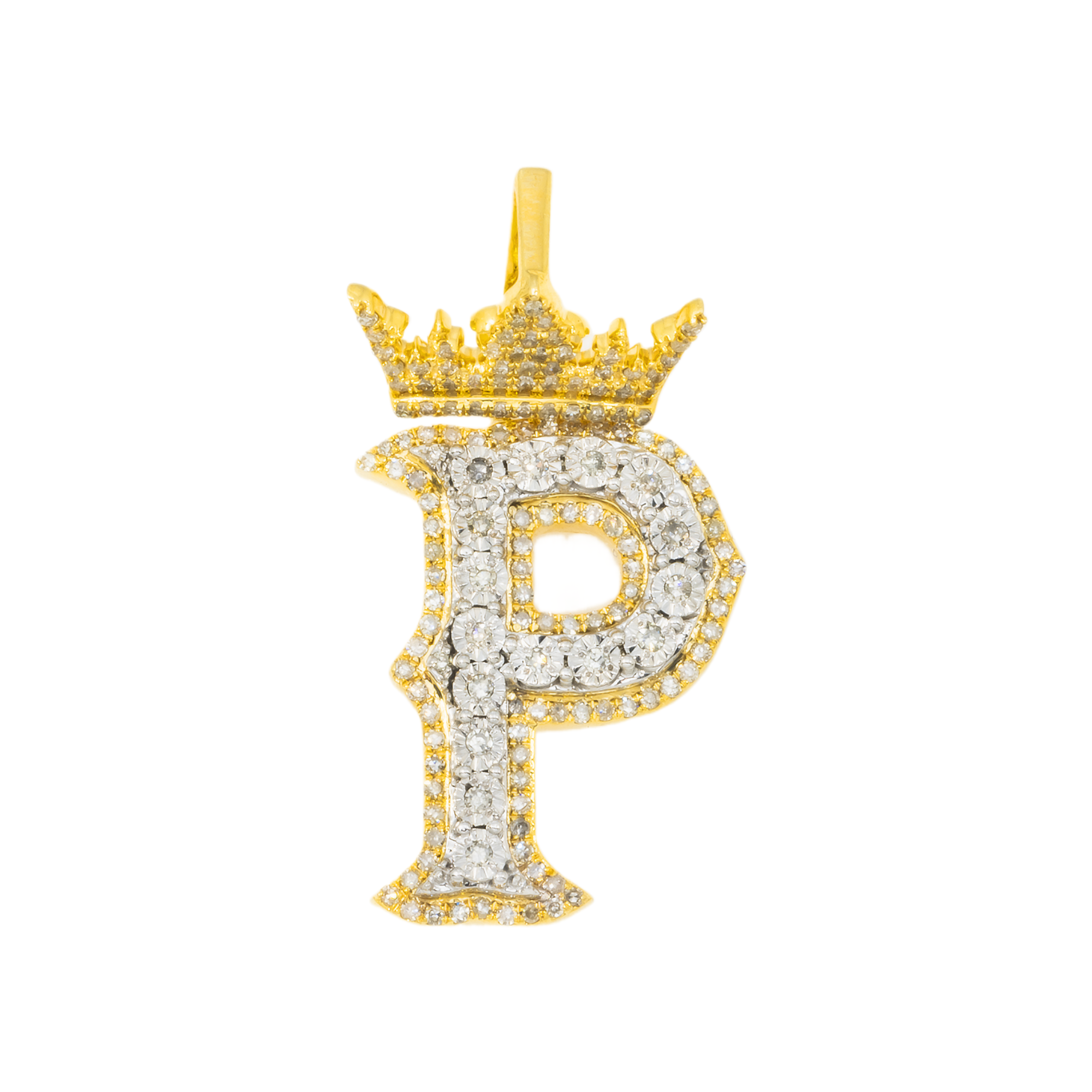 10K GOLD DIAMOND INITIAL LETTER P PENDANT 0.53 CT