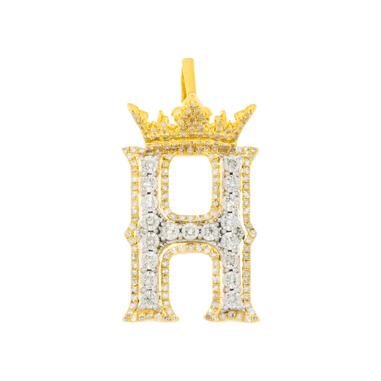 10K GOLD DIAMOND INITIAL LETTER H PENDANT 0.65 CT