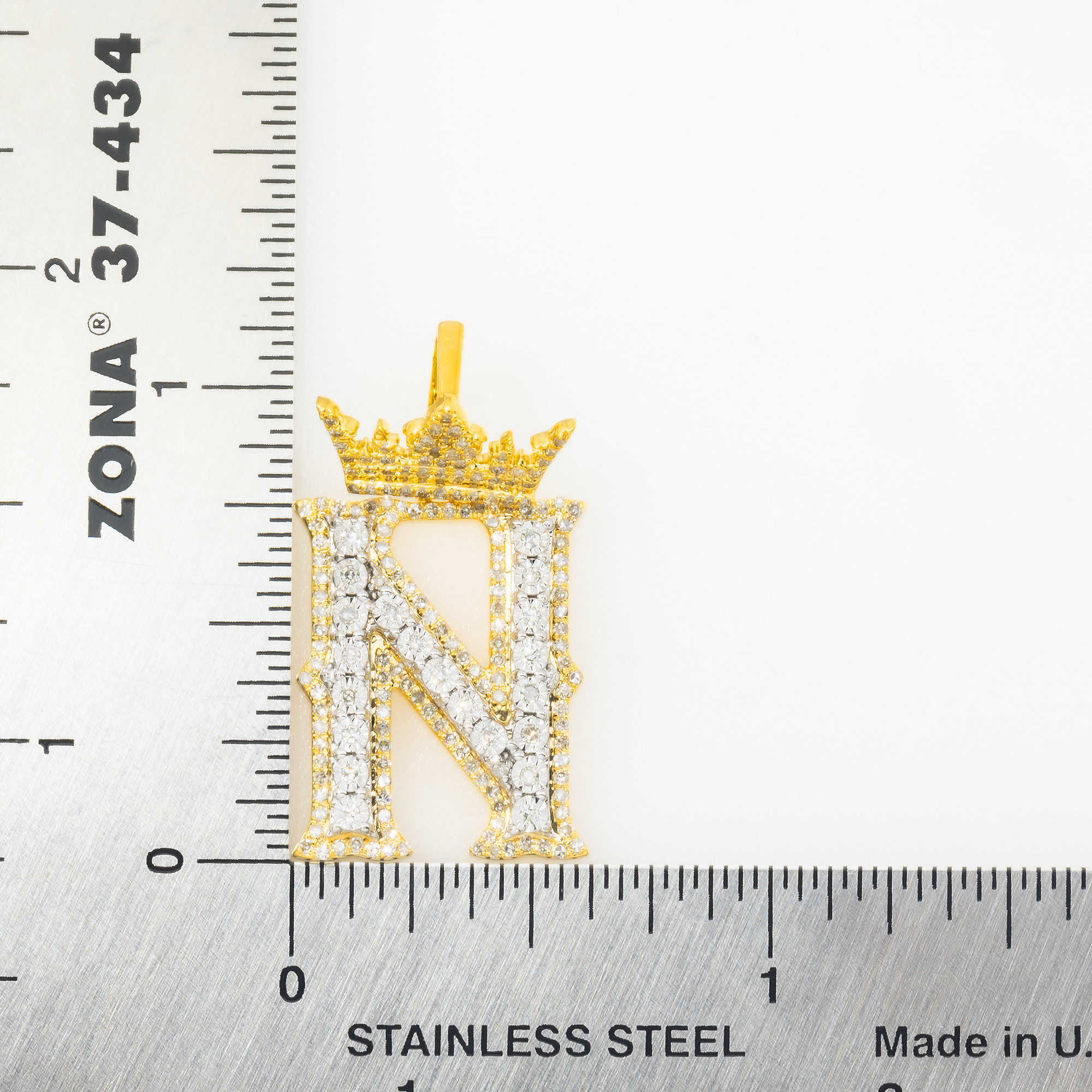 10K GOLD DIAMOND INITIAL LETTER N PENDANT 0.67 CT