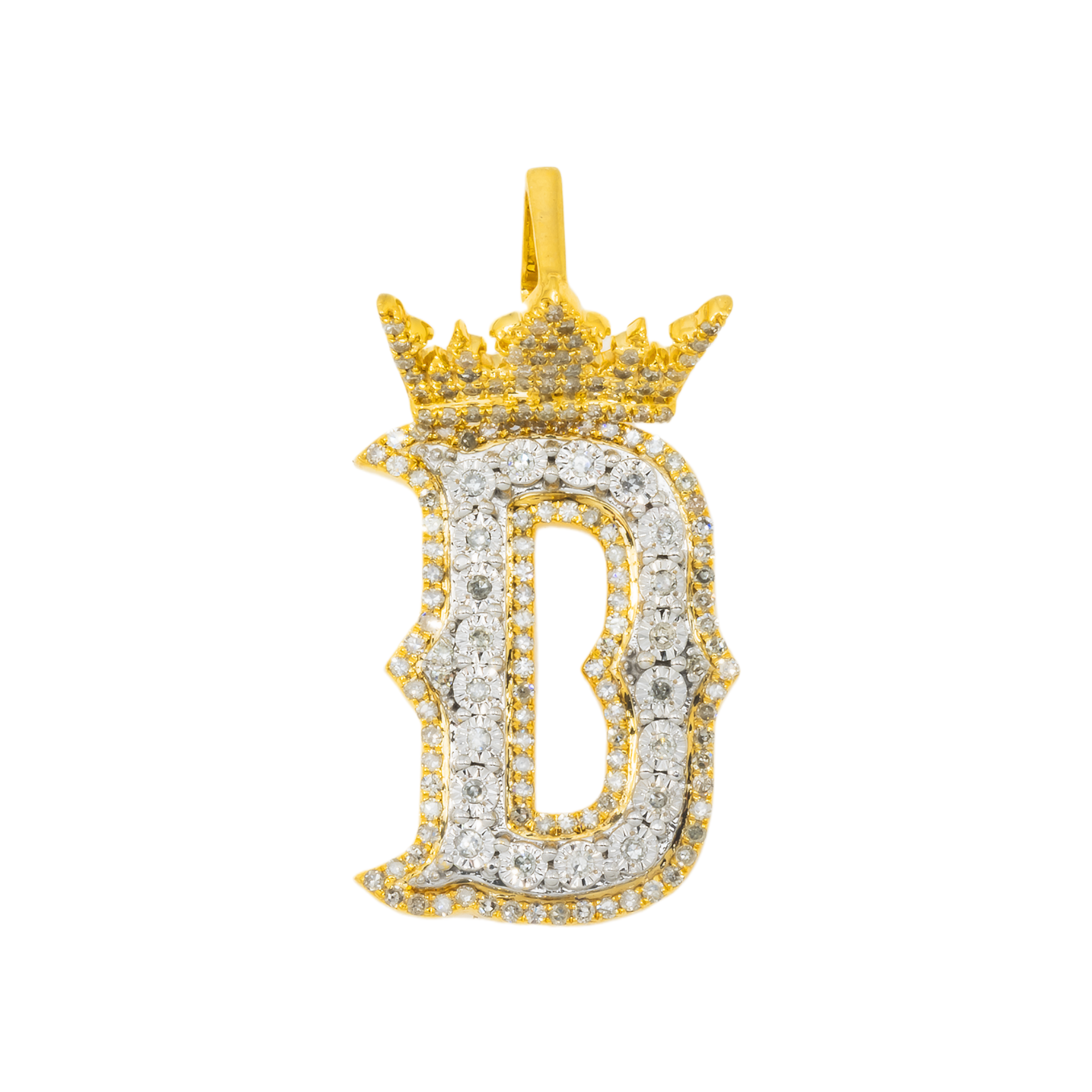 10K GOLD DIAMOND INITIAL LETTER D PENDANT 0.61 CT