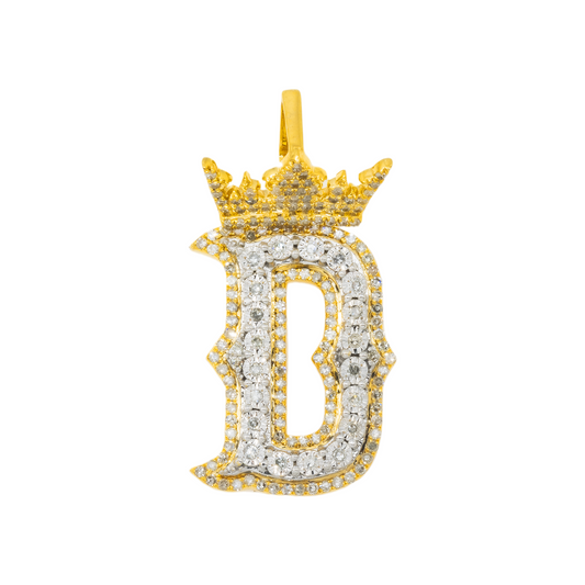 10K GOLD DIAMOND INITIAL LETTER D PENDANT 0.61 CT