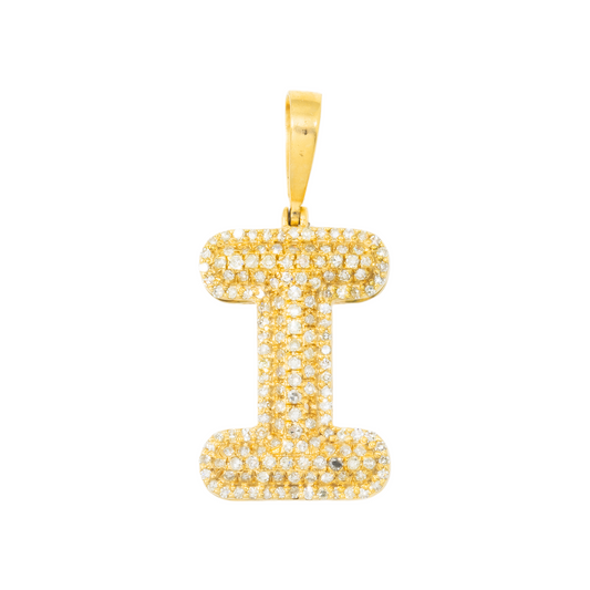 10K GOLD DIAMOND INITIAL LETTER I PENDANT 0.56 CT