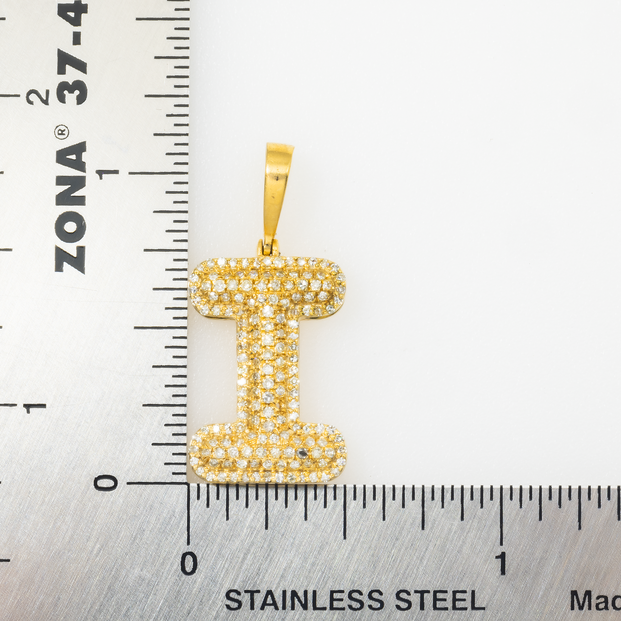 10K GOLD DIAMOND INITIAL LETTER I PENDANT 0.56 CT