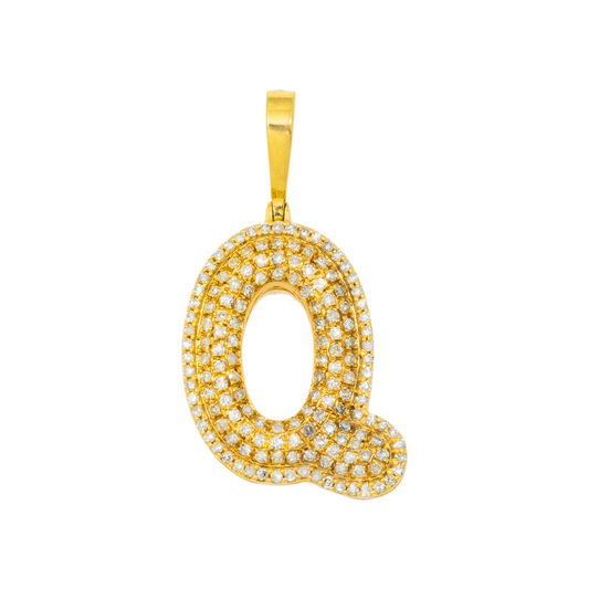 10K GOLD DIAMOND INITIAL LETTER Q PENDANT 0.60 CT