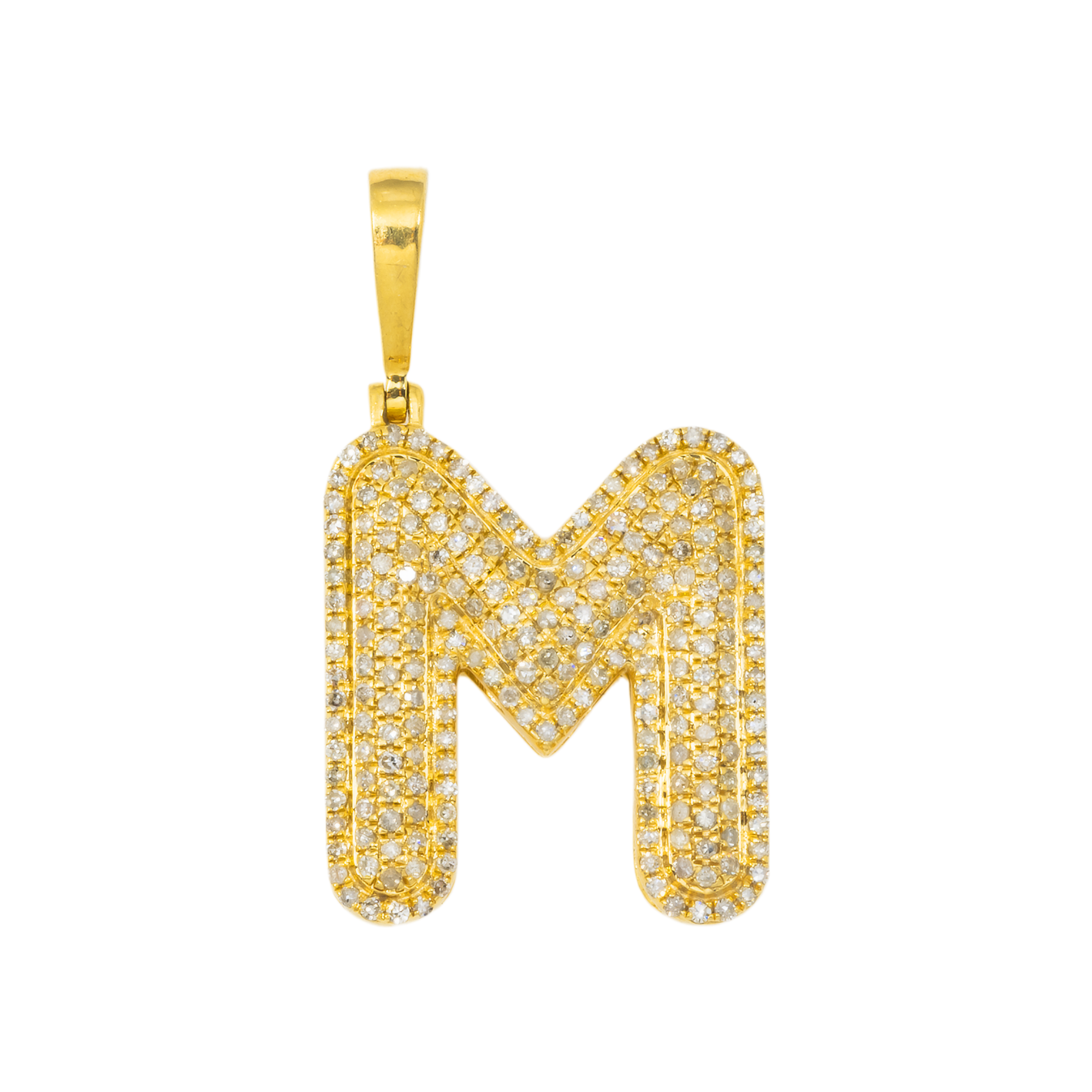 10K GOLD DIAMOND INITIAL LETTER M PENDANT 0.77 CT