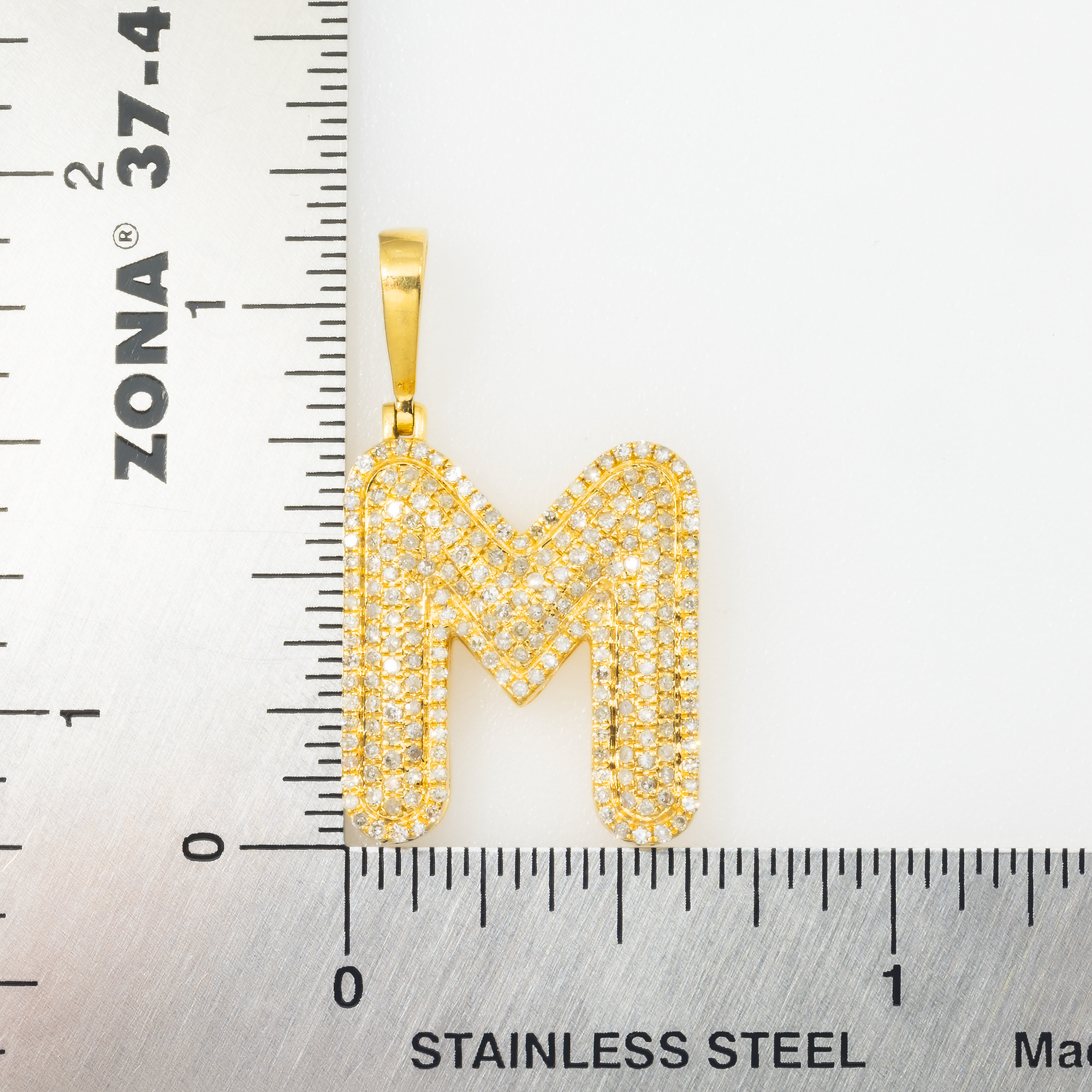 10K GOLD DIAMOND INITIAL LETTER M PENDANT 0.77 CT