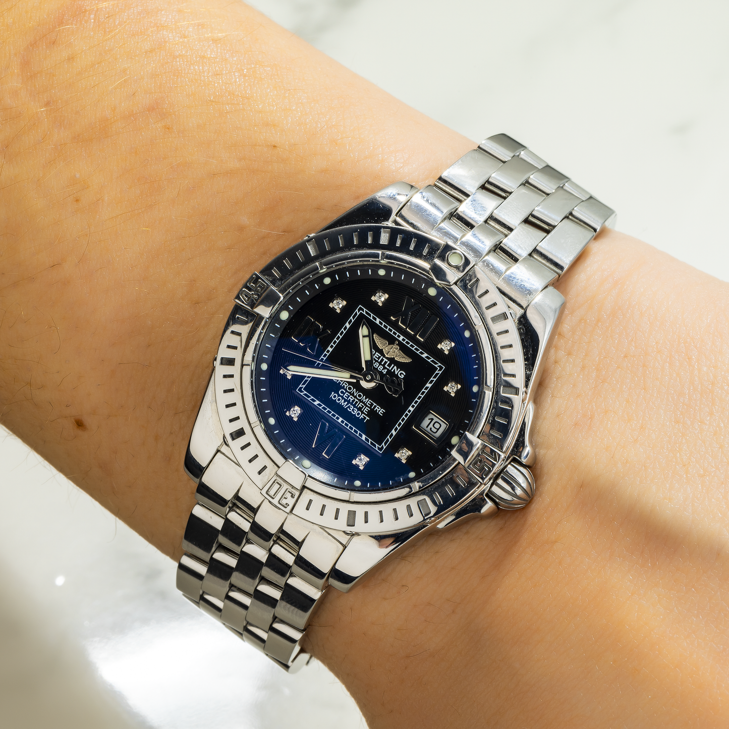 Breitling Windrider Cockpit A71356 31.8MM Blue Diamond Dial With Stainless Steel Bracelet