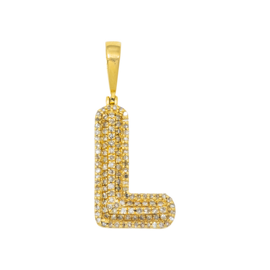 10K GOLD DIAMOND INITIAL LETTER L PENDANT 0.70 CT