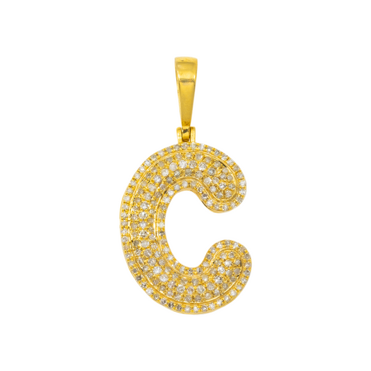 10K GOLD DIAMOND INITIAL LETTER C PENDANT 0.63 CT
