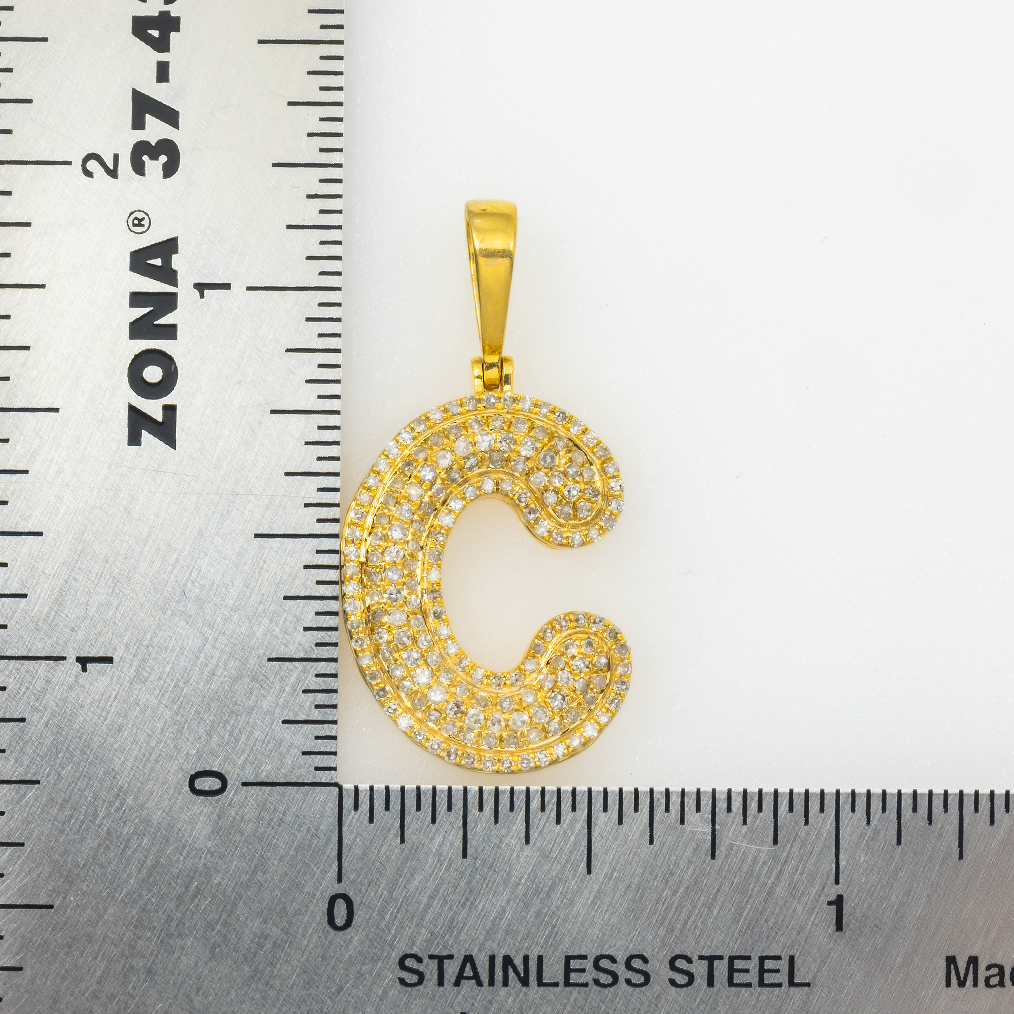 10K GOLD DIAMOND INITIAL LETTER C PENDANT 0.63 CT