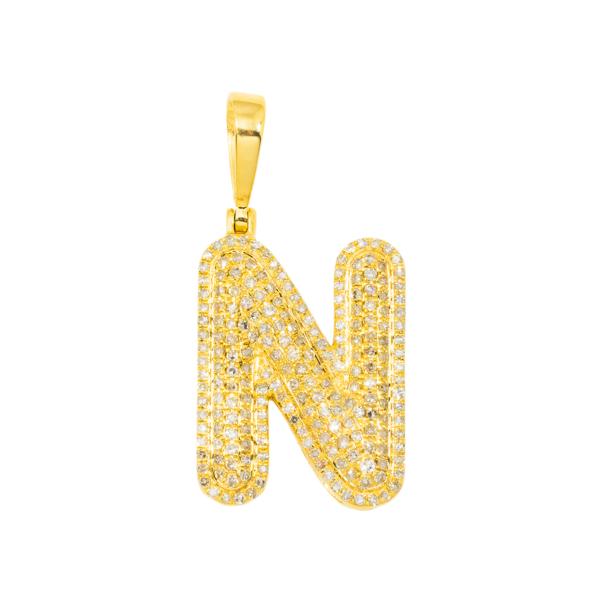 10K GOLD DIAMOND INITIAL LETTER N PENDANT 0.70 CT