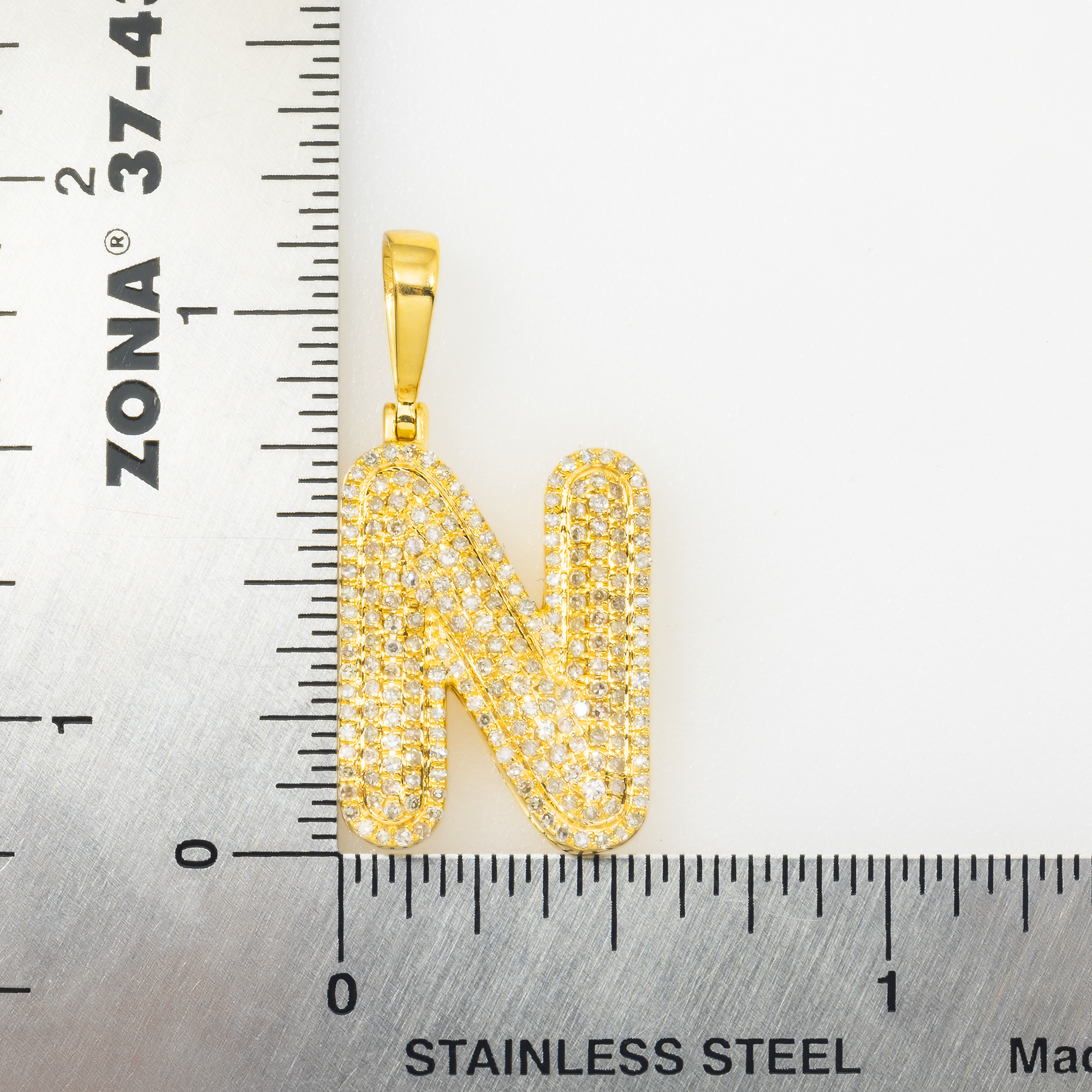 10K GOLD DIAMOND INITIAL LETTER N PENDANT 0.70 CT