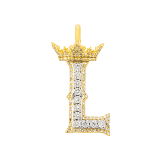 10K GOLD DIAMOND INITIAL LETTER L PENDANT 0.46 CT
