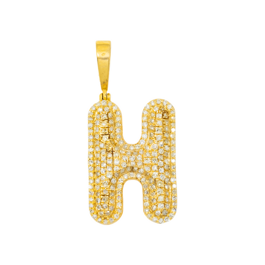 10K GOLD DIAMOND INITIAL LETTER H PENDANT 0.70 CT