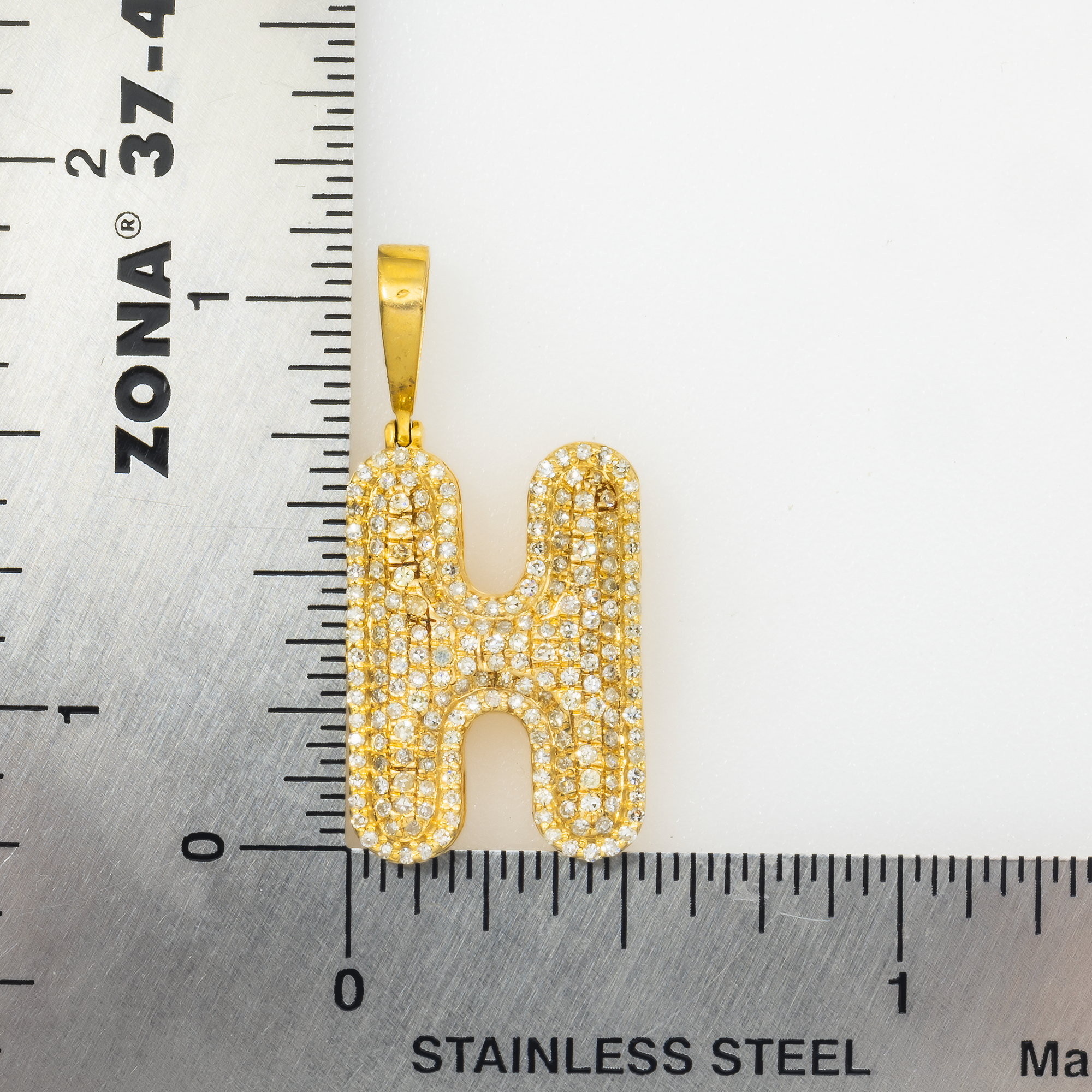 10K GOLD DIAMOND INITIAL LETTER H PENDANT 0.70 CT