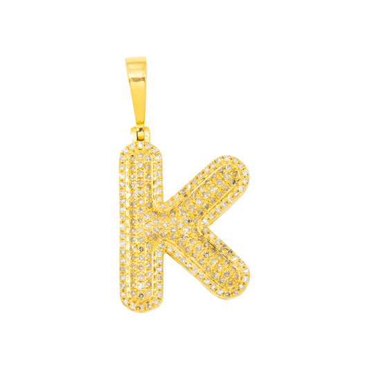 14K GOLD DIAMOND INITIAL LETTER K PENDANT 0.64 CT