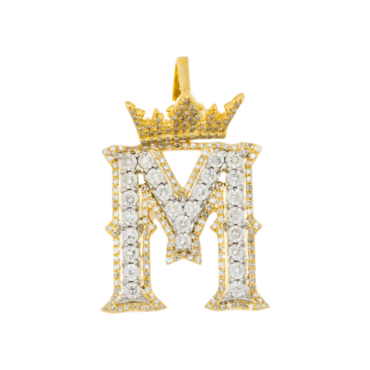 10K GOLD DIAMOND INITIAL LETTER M PENDANT 0.77 CT