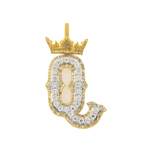 10K GOLD DIAMOND INITIAL LETTER Q PENDANT 0.68 CT