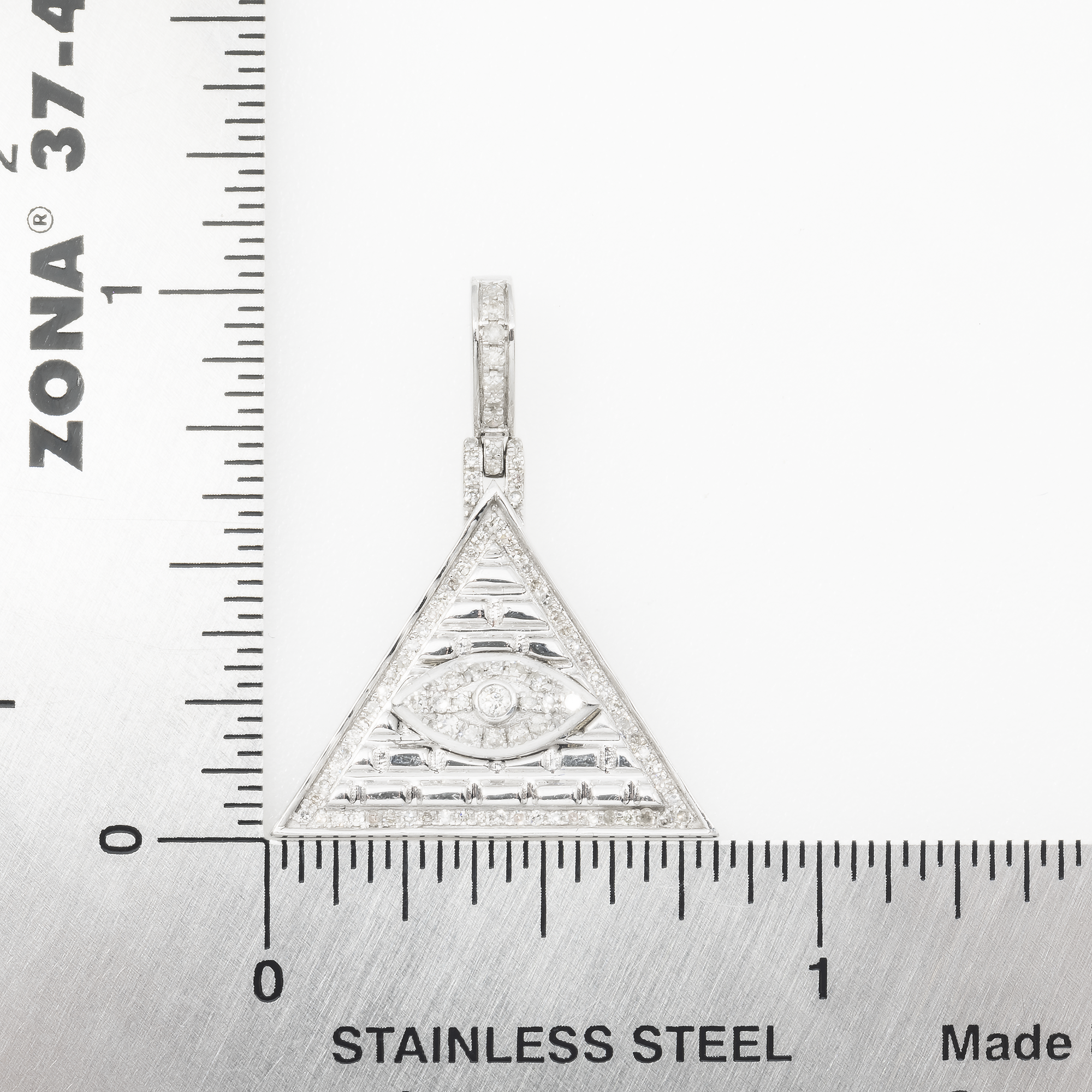 10K GOLD DIAMOND EGYPTIAN PYRAMID AND EVIL EYE PENDANT 0.33 CT