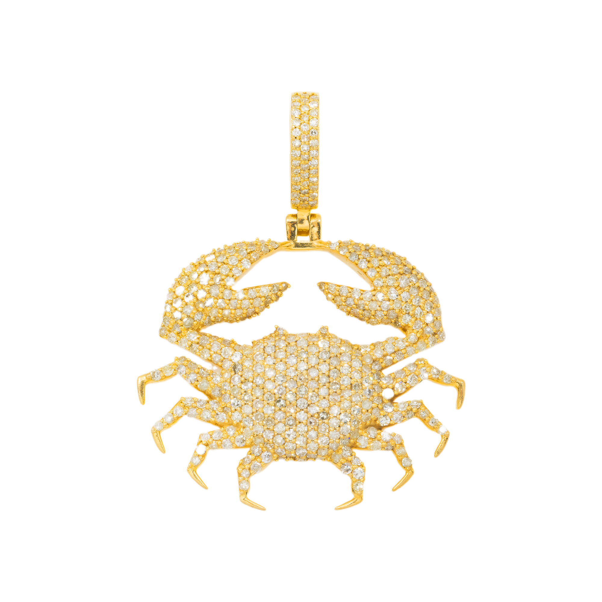 10K GOLD DIAMOND CRAB CANCER ZODIAC SIGN PENDANT 2.60 CT