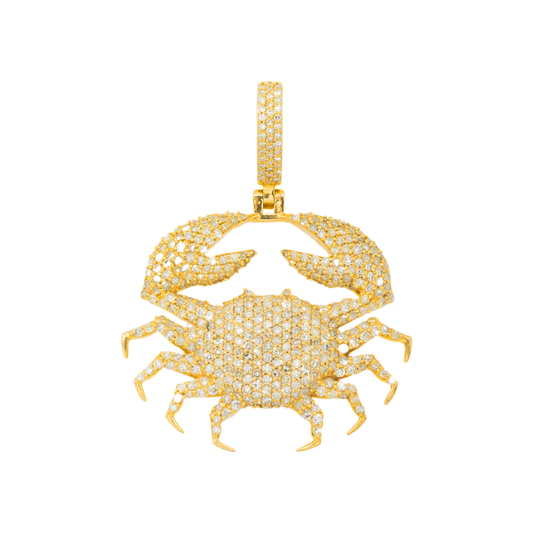 10K GOLD DIAMOND CRAB CANCER ZODIAC SIGN PENDANT 2.60 CT