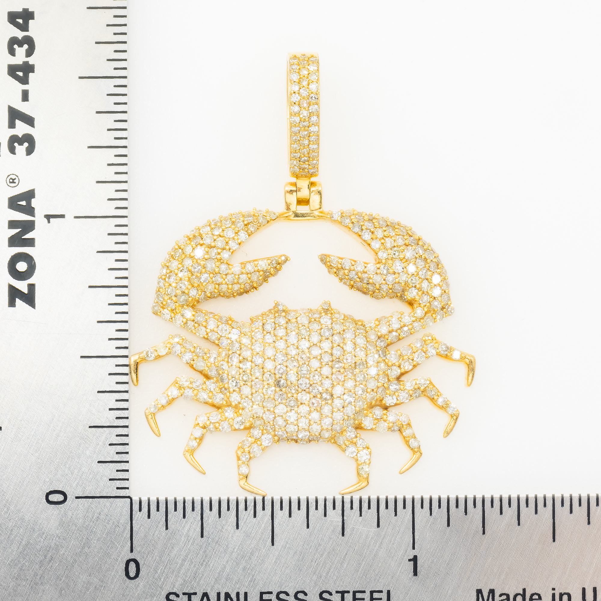 10K GOLD DIAMOND CRAB CANCER ZODIAC SIGN PENDANT 2.60 CT