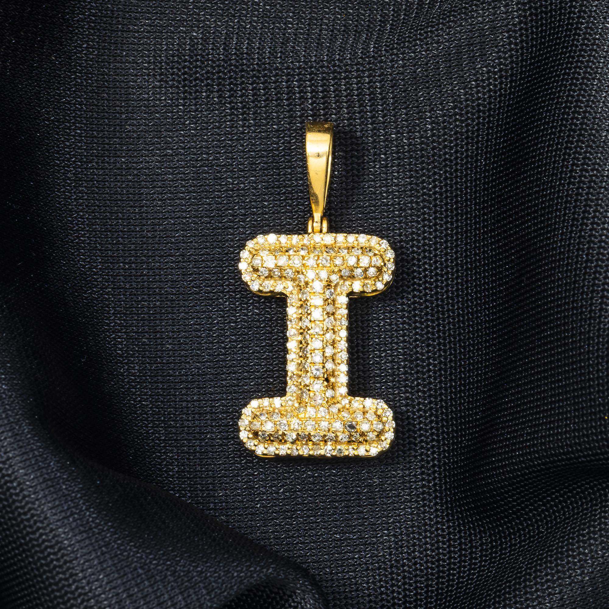 10K GOLD DIAMOND INITIAL LETTER I PENDANT 0.56 CT