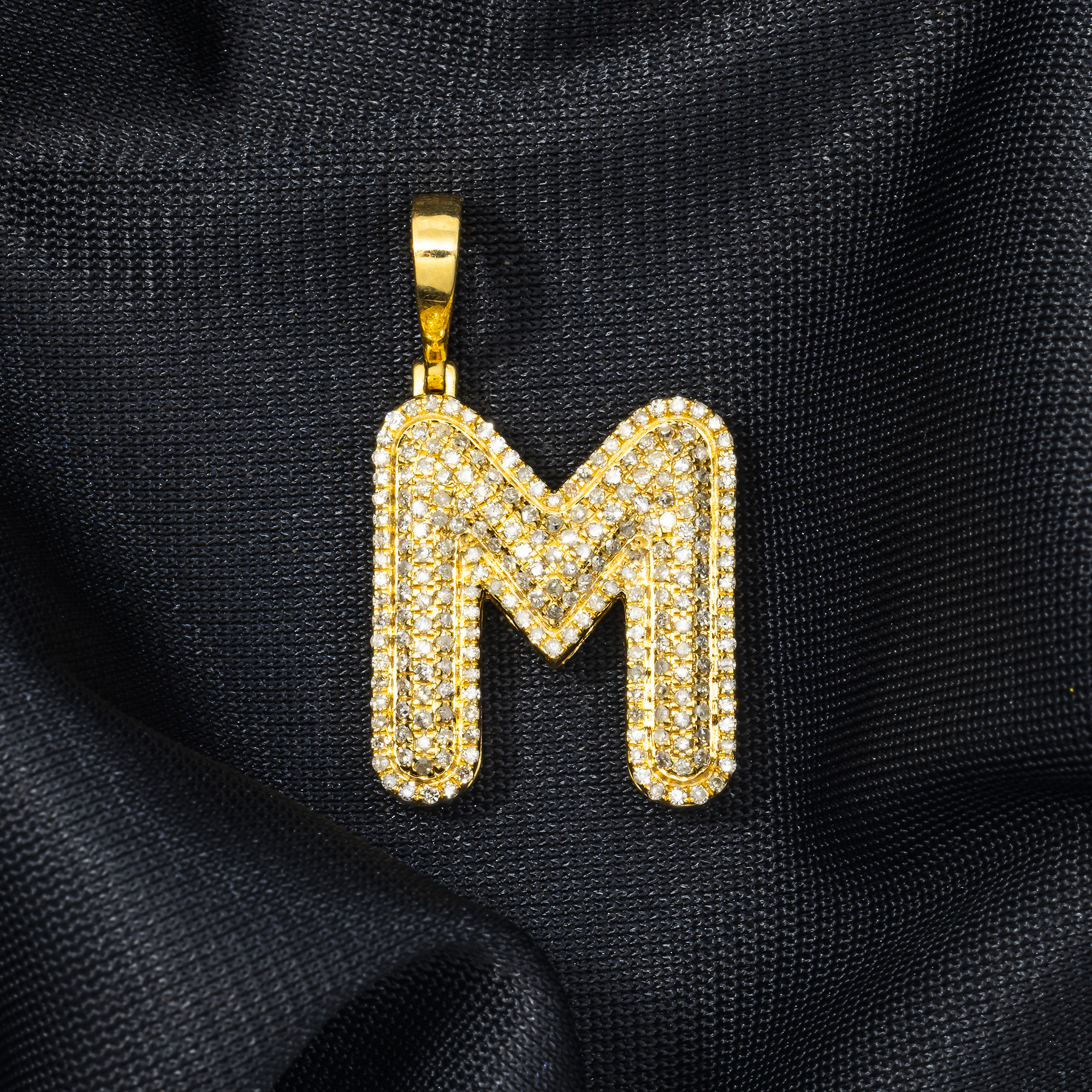 10K GOLD DIAMOND INITIAL LETTER M PENDANT 0.77 CT