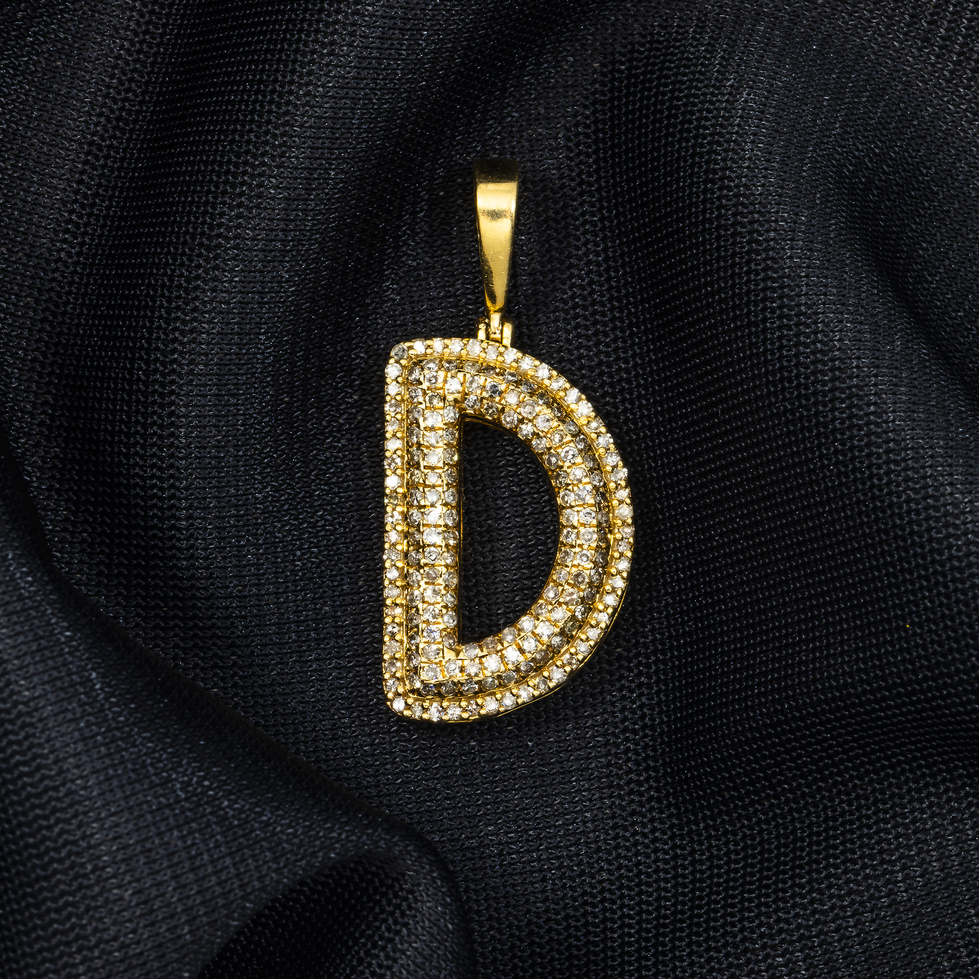 10K GOLD DIAMOND INITIAL LETTER D PENDANT 0.54 CT