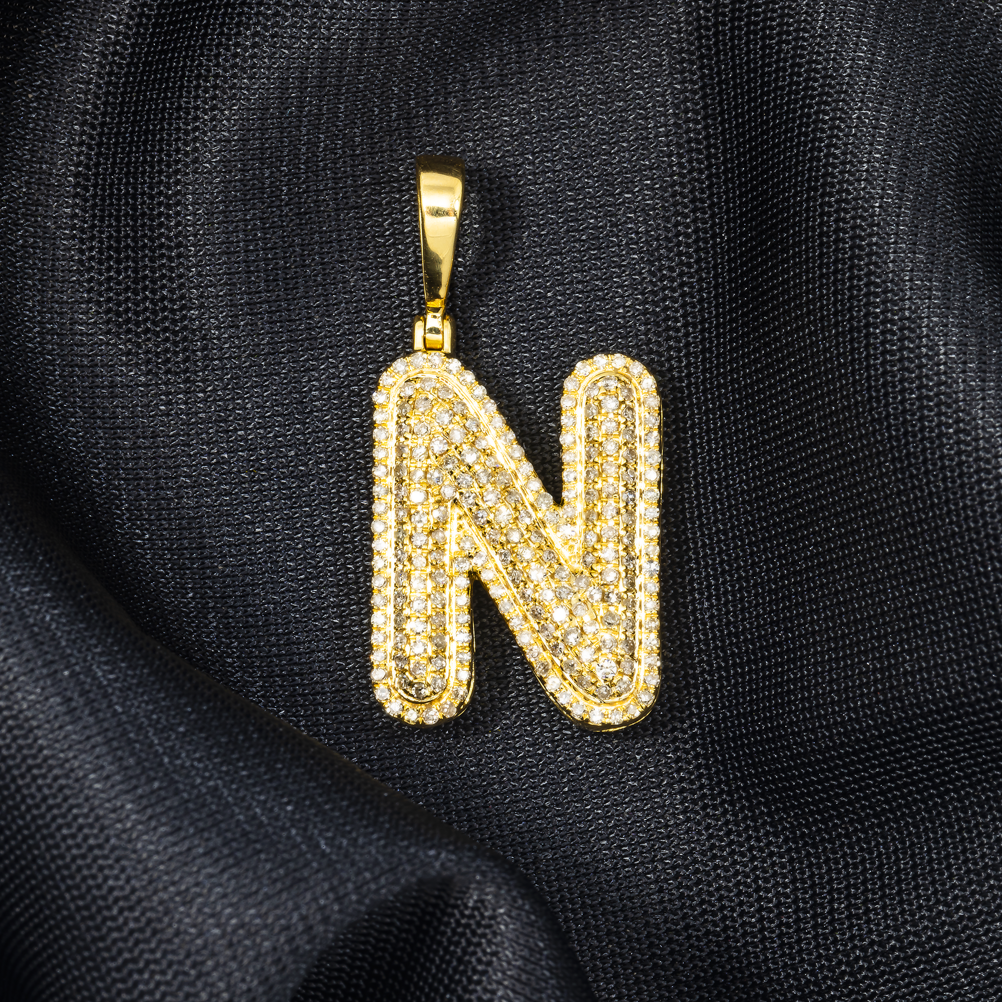 10K GOLD DIAMOND INITIAL LETTER N PENDANT 0.70 CT