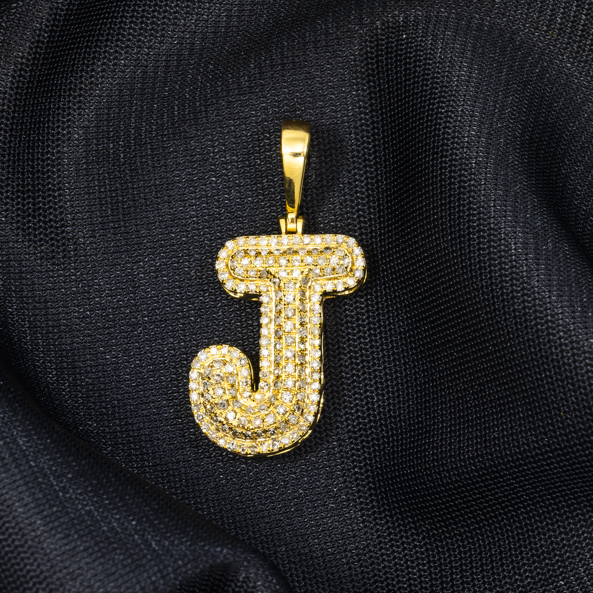 14K GOLD DIAMOND INITIAL LETTER J PENDANT 0.52 CT