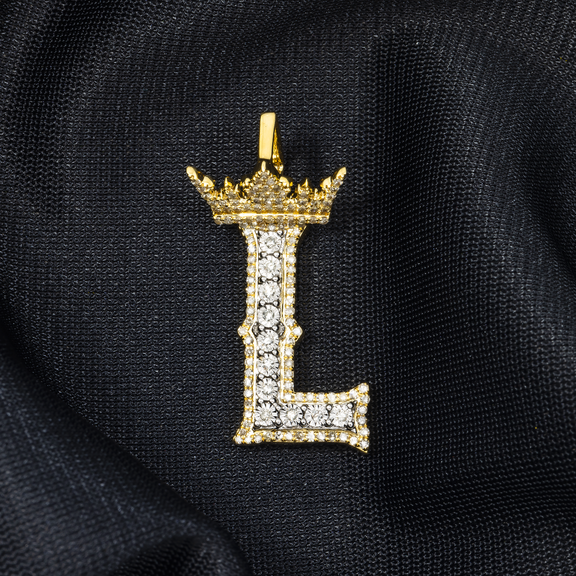 10K GOLD DIAMOND INITIAL LETTER L PENDANT 0.46 CT