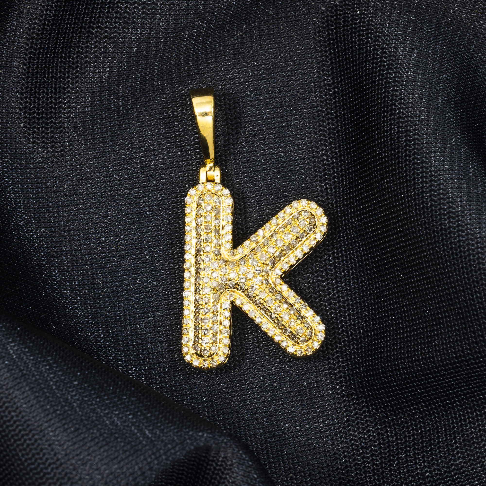 14K GOLD DIAMOND INITIAL LETTER K PENDANT 0.64 CT