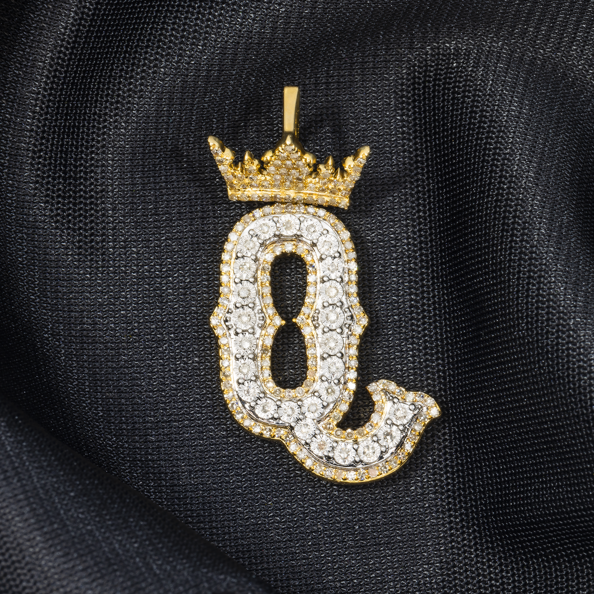 10K GOLD DIAMOND INITIAL LETTER Q PENDANT 0.68 CT
