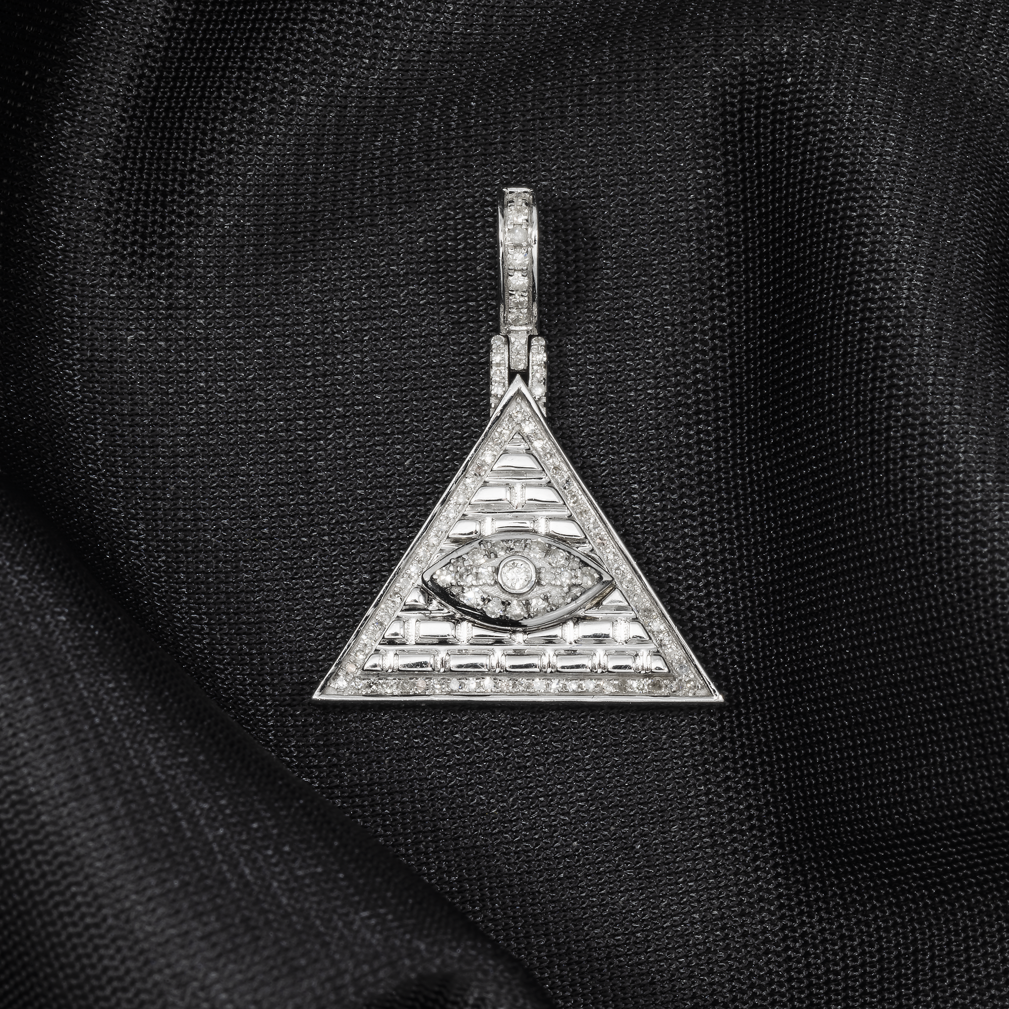 10K GOLD DIAMOND EGYPTIAN PYRAMID AND EVIL EYE PENDANT 0.33 CT