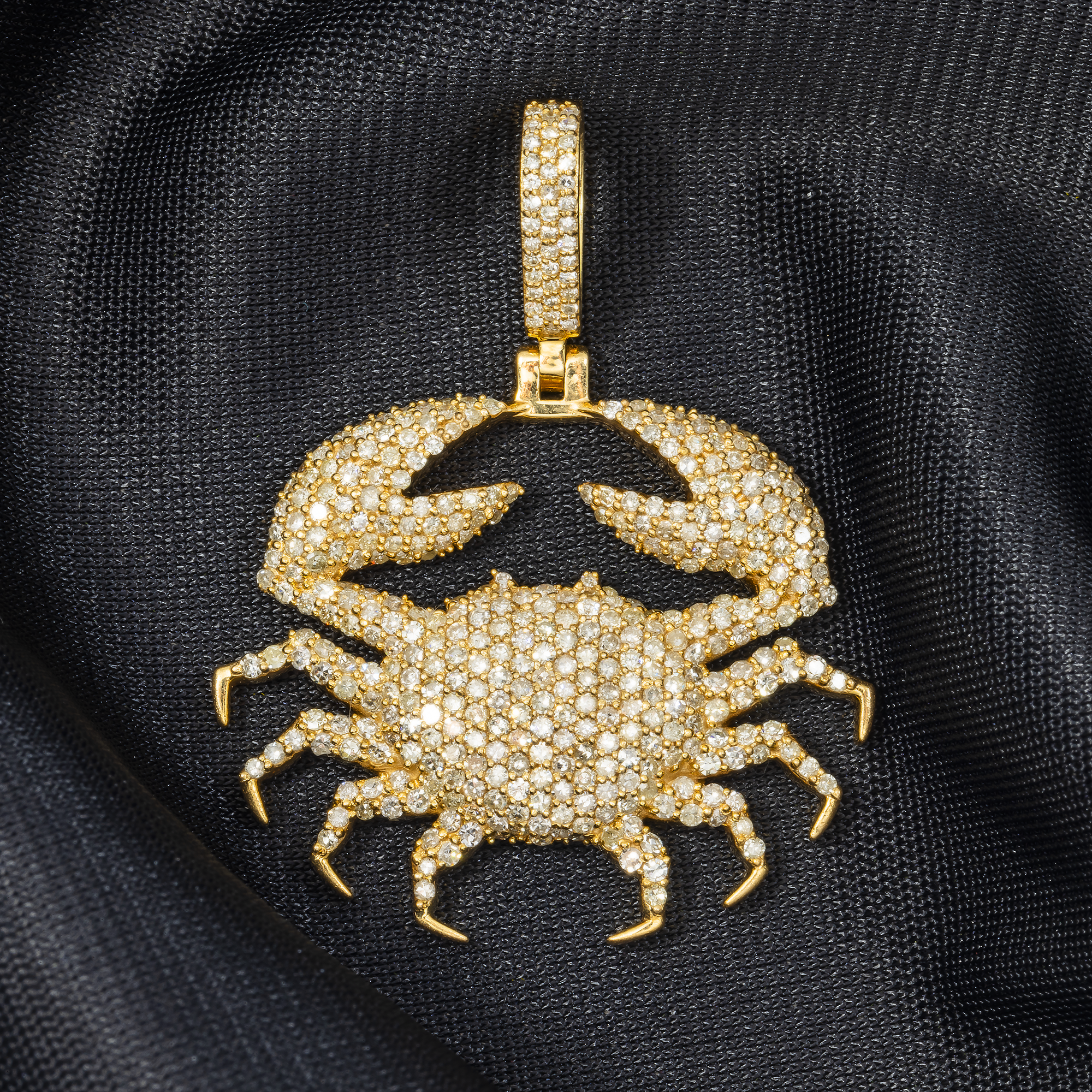 10K GOLD DIAMOND CRAB CANCER ZODIAC SIGN PENDANT 2.60 CT